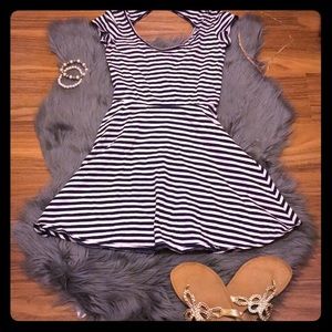 Stripy skater dress open back